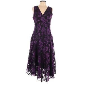 Vintage Y2K Dressbarn Floral Midi Dress Faux Wrap V-Neck Size 10 Fairy Grunge